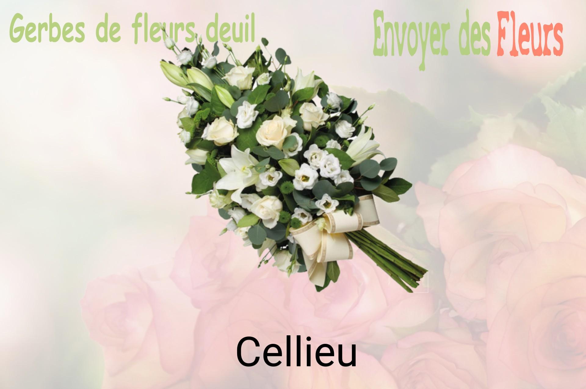 Gerbe de fleurs de deuil livrée à Cellieu